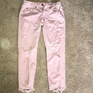 Boyfriend crop pink denim pants